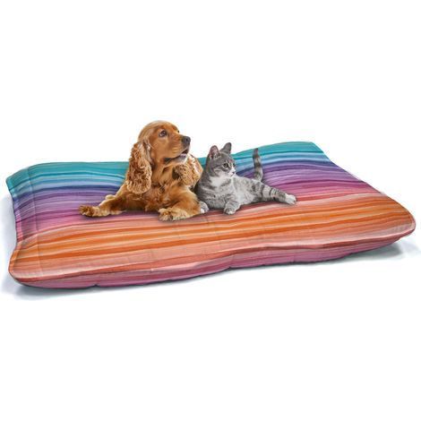 Cuscino Imbottito per Cani e Gatti 60x100 cm in Microfibra Rainbow