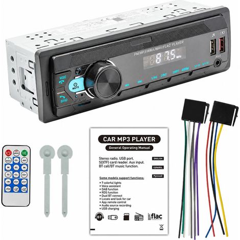 Autorradio MP3 de 12 V con sistema manos libres Bluetooth, iluminación de colores y control de audio central (modificación). (1/5)