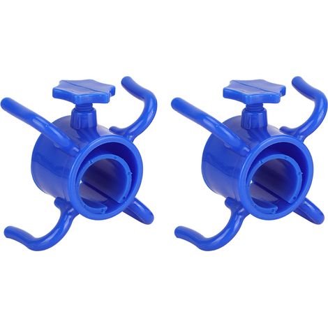 Lot de 2 crochets de suspension pour parasol de plage en plastique, 4 branches, pour serviette, chapeau et lunettes de soleil (bleu). (1/5)