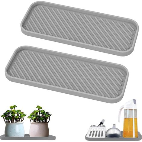 2 Pièces Porte Eponge Silicone Support (Gris) D'évier de Cuisine en Silicone Organisateur D'évier en Silicone Tapis d'Égouttement en Silicone pour Rangement éponges, Produit Vaisselle, Vaisselle, Savo (1/5)