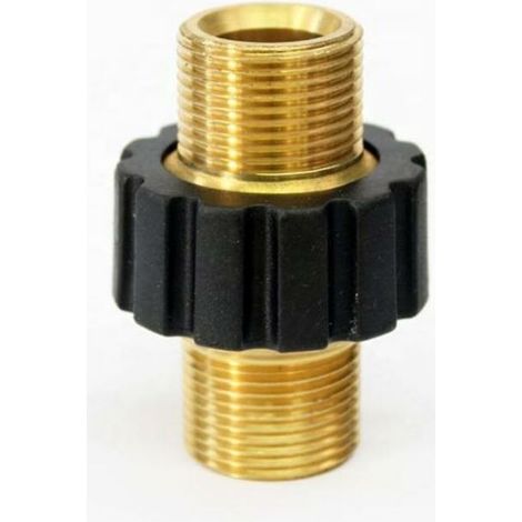 Connettore rapido per tubo flessibile monoblocco, raccordi filettati M22 x 1.5, kit con doppio connettore maschio per pressione, adattatore per lavaggio, (diametro 15 mm) (1/4)