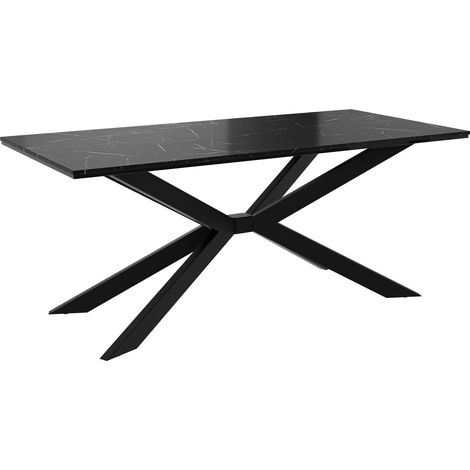 Mesa Goodyear 135, Mármol negro, 74x90x190cm, Aglomerado laminado, Metal