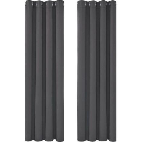 Rideau Thermique Isolant Anti Froid, 135x240 CM (Largeur x Hauteur), Rideaux Occultant pour Salon et Chambre, Design Moderne à Oeillets, Gris Foncé, 2 Pièces (1/4)