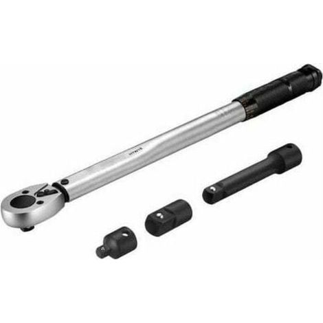 Drehmomentschlüssel, kalibriert 3/8 (19-110Nm) Länge 37,5 cm mit Zertifizierung, Drehmomentwandler, Adapter, Verlängerungsstange im Koffer HTW1B (1/4)