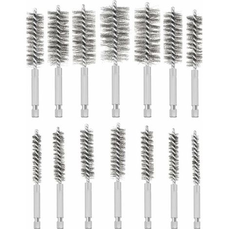 Brosse Metallique pour Perceuse, 14 Pièces Brosse de Trou en Acier Inoxydable, Différentes Tailles Brosse de Nettoyage en Acier Inoxydable pour éliminer Vieille Peinture et Rouille (1/5)