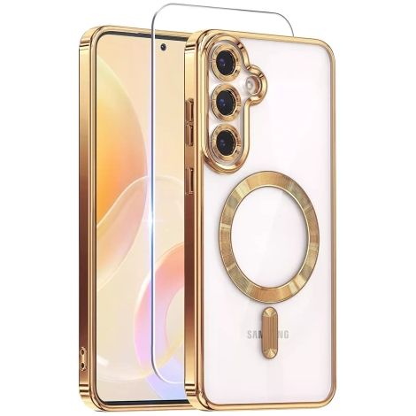 Custodia Alogy LuxeShield™️ Glamour Luxury Ring con copertura per fotocamera, oro e vetro, per Samsung Galaxy S25. (1/5)