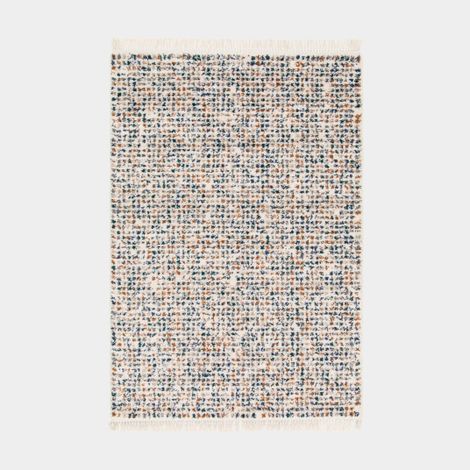 Tapis motif berbère à franges - Tribus du désert - Bleu touareg, camel - 200 x 290 cm (1/5)