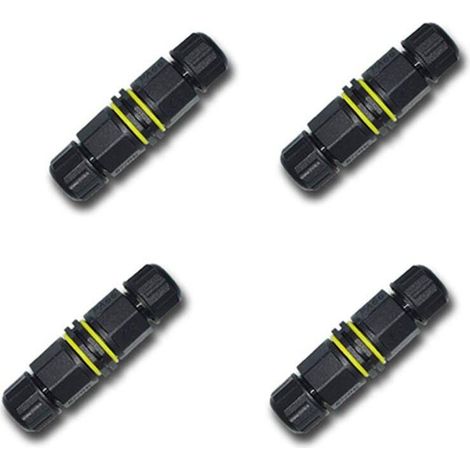 SABIR – Lot de 4 connecteurs étanches 3 broches – IP68 pour câbles 4.5-10mm – Nylon renforcé – Pour éclairage extérieur et installations hydrauliques (1/5)