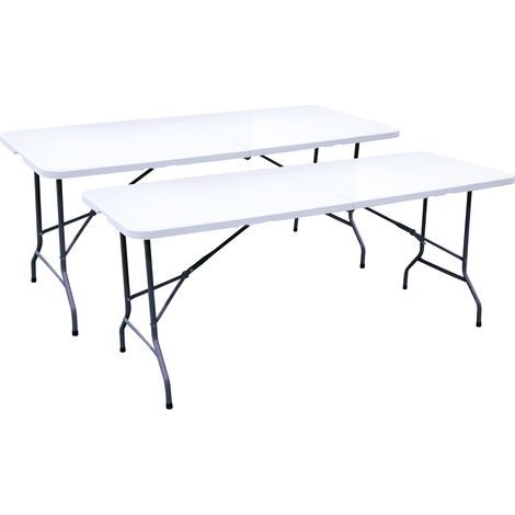 Hobag – Lot de 2 tables pliantes 180 cm – 8 places – Structure acier époxy – Plateau PEHD – Charge max 150 kg – Poids 13 kg
