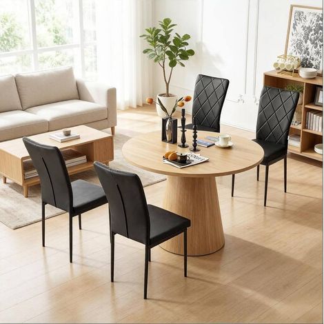 MEUBLIV Pack de 4 sillas de comedor negras con respaldo alto y asiento acolchado (1/5)