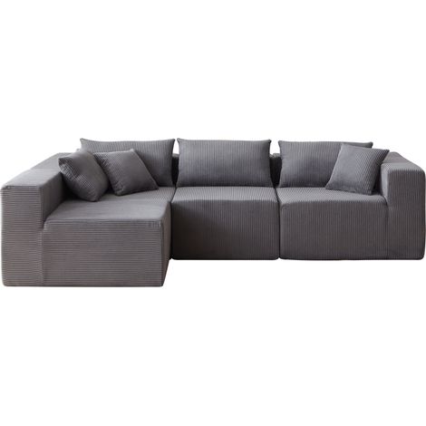 CAIziCanapé d'angle modulaire en velours côtelé de 104 pouces (1/5)