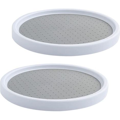 SABIR Plateau Tournant en Plastique pour Epices, 2 Pièces Plateau Tournant Epices Rangement Rond, Etagere a Epices Plateau Pivotant, Plateau Tournant Placard Cuisine pour Réfrigérateur, Armoire (1/5)