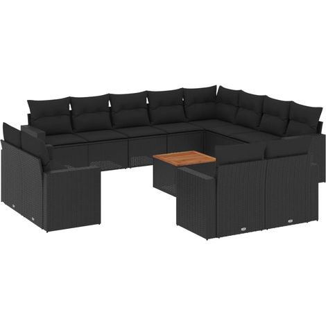 Maison Exclusive - 13-tlg. Garten-Sofagarnitur mit Kissen Schwarz