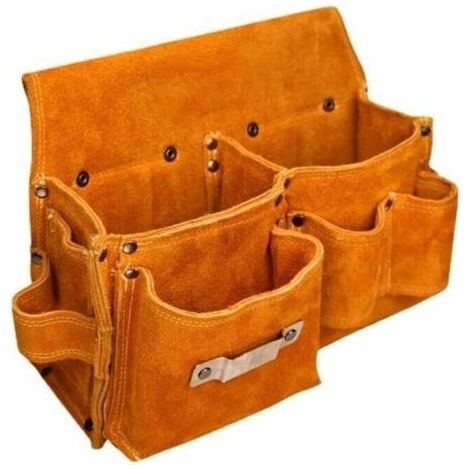 Werkzeugtasche aus Wildleder – Werkzeuggürtel mit zwei Taschen – Maße: 26 x 9 x 18 cm – Leuchtend gelb für gute Sichtbarkeit (1/5)