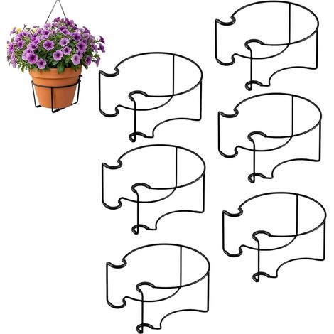 Lot de 6 jardinières à suspendre verticales sans outils pour plantes d'extérieur, pour clôture, terrasse, jardin, terrasse, balcon (1/5)