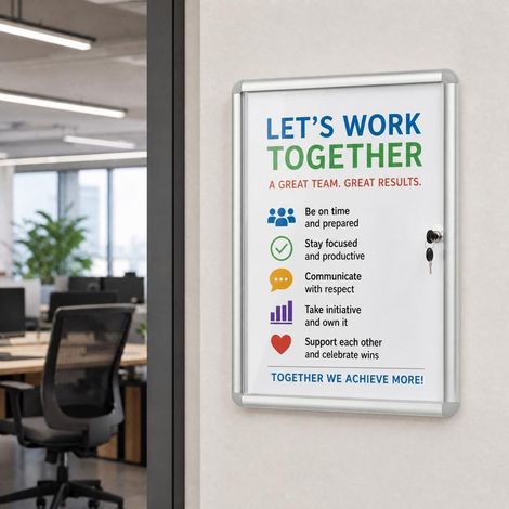 Cadre Aluminium Vitrine d'Affichage Murale Verrouillable et Fond Magnétique Inscriptible 90x65 cm pour Bureau et École (1/5)