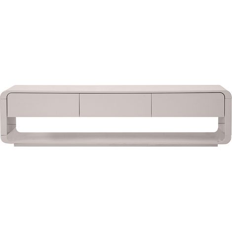 Meuble TV design beige laqué brillant 3 tiroirs L180 cm SAILOR
