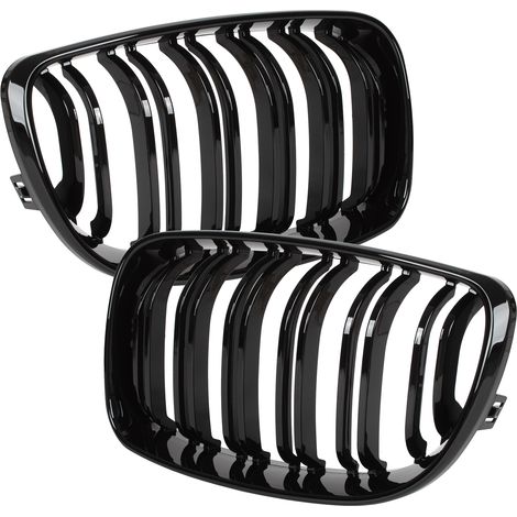 BMW 1 E81 E82 E87 E88 07-11 griglie tra i fari (reni) sinistra + destra set NERO LUCIDO DOPPIA BARRA
