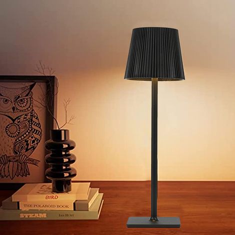 Kabellose LED-Schreibtischlampe, schlankes Design, dekorativ, wiederaufladbar, Metallic-Finish, stimmungsvolle Beleuchtung, kreatives Design, Plissee-Optik, 4000 mAh, schwarz (1/5)