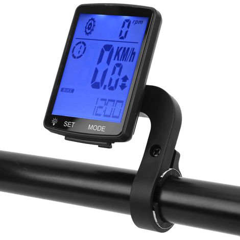 Compteur de vélo multifonction lumineux avec écran LED 2,8 pouces, chronomètre et compteur de vitesse (bleu) (1/5)