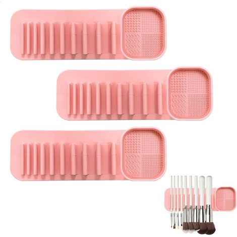 Porte-pinceaux de maquillage mural en silicone, support à 4 aimants automatiques, épingle à maquillage murale (1/5)