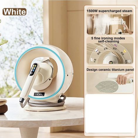 Fer à repasser vapeur portable sous pression (blanc), 220 V, 1500 W, panneau en céramique titane pour usage domestique (1/5)