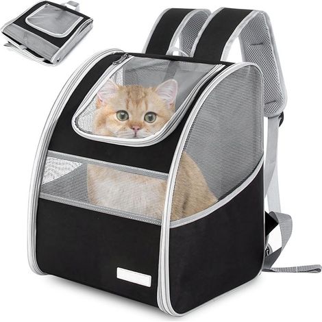 Sac à dos pour chat et chien, sac à dos pour chat, sac à dos pour animaux de compagnie, sac de transport pour chat, pliable et léger, respirant pour voyage, randonnée, camping (1/5)