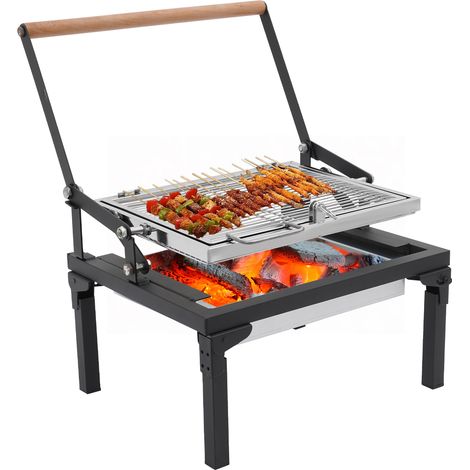 Barbecue à charbon pliable – Gril de camping portable, 48 x 38 x 35 cm, grille pivotante 360°, pour 3-4 personnes (1/5)