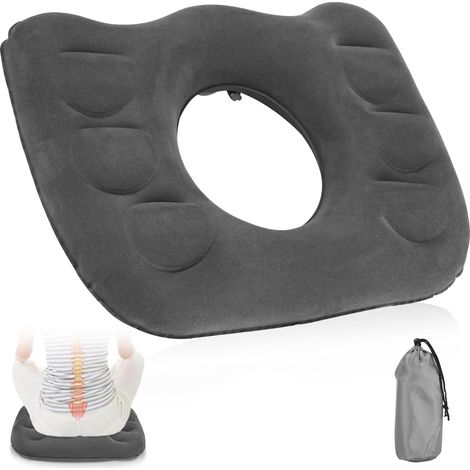 1 coussin de siège gonflable en forme de donut, coussin portable pour s'asseoir sur des anneaux, coussin pour hémorroïdes, fauteuil roulant, soulagement de la pression, escarres de lit (1/5)
