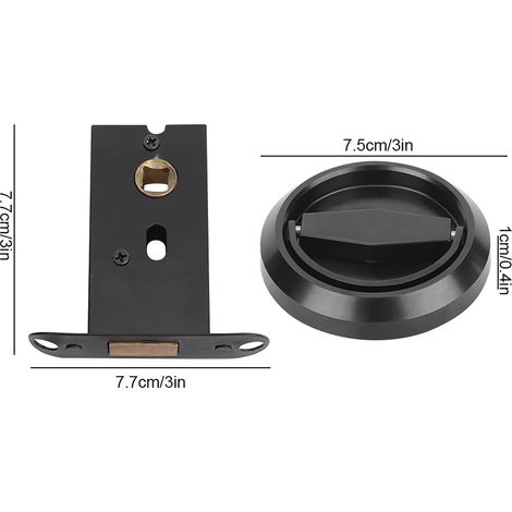 Serrure de porte en acier inoxydable avec poignée et anneau de traction pour porte de placard, tiroir ou armoire (noir) (1/5)
