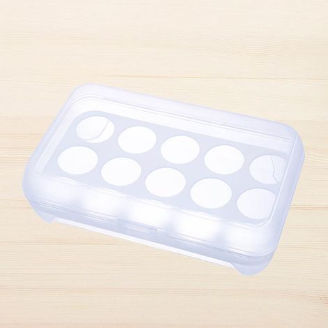 Boîte de Rangement Œufs 15 Cases, Contenant Alimentaire Plastique Blanc pour Cuisine (1/2)
