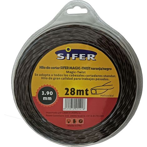 Sifer Hilo Desbrozadora Naranja Negro Silencio Helico 3.9mm x 28m