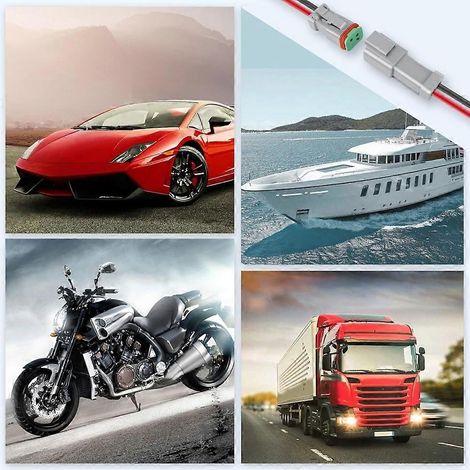 Compatible avec les faisceaux de câbles Deutsch DT 2 broches noirs mâles et femelles à 6 pièces, les connecteurs électriques automobiles Deutsch à 2 fils. (1/5)