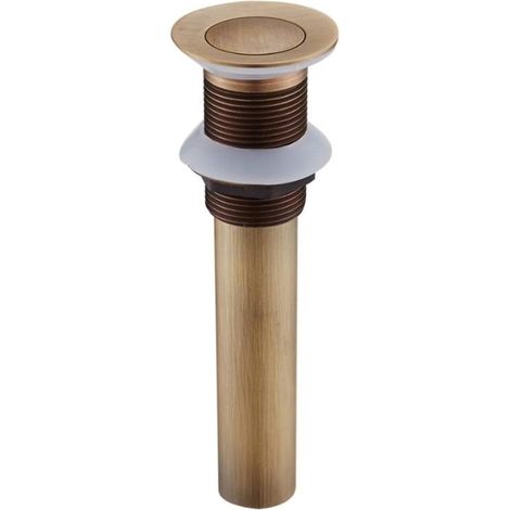 Pop-up Rétro Bouchon Bonde de Lavabo Vidange Clic-clac sans Trop-Plein en Bronzé Universel Valve Draineur Petit rebond antique trous Laiton (1/4)
