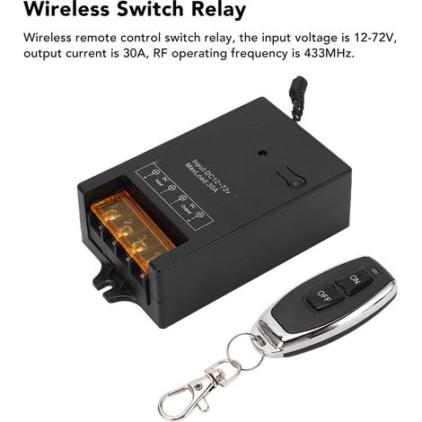 Relais de voiture sans fil RF 433 MHz, bobine en laiton, commande à distance, 12-72 V, 30 A (1/5)