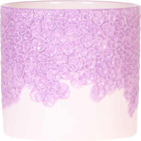 Cache-pot Décoratif avec Relief Floral pour Plantes et Fleurs - Lilas - Ø 12 cm - PANGIVO (1/5)