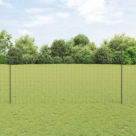 Zaun mit Pfosten Grau 1,6 x 10 m Stahl und PVC
