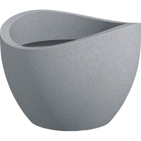 Scheurich Wave Globe 60, bac à plantes/pot à fleurs/jardinière, cylindrique, coloris: Stony Grey, fabriqué avec du plastique recyclé, pour l’extérieur