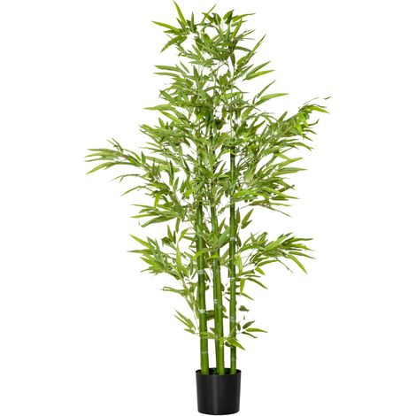 Plante artificielle bambou 150 cm – Pot noir – Ultra réaliste – Intérieur et extérieur, salon, terrasse, jardin