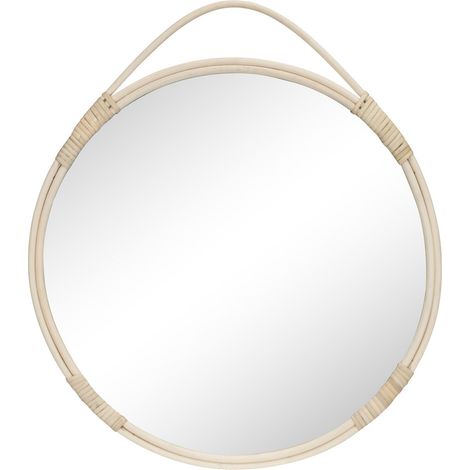 Specchio tondo da parete Malo in rattan naturale ø50 cm