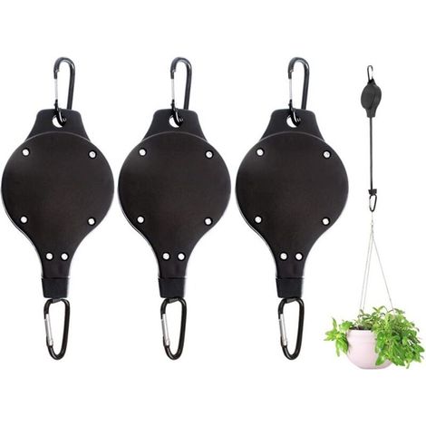 Poulie pour Plantes Robuste et Facile à Atteindre Rétractable Poulie pour Plantes Suspension pour Suspendre Les Crochets de Paniers de Fleurs pour Paniers de Jardin 3Pcs(7.6 3.5 20cm) (1/5)