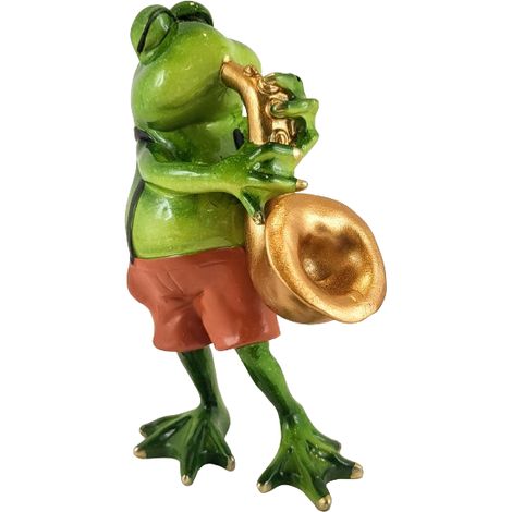 Froschfigur mit Saxophon, 16,5 cm (1/4)