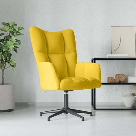 vidaXL Chaise de relaxation Jaune moutarde Velours (1/4)