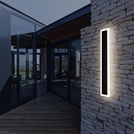 Aplique Mural Extérieur Interieur IP54 Noir 60CM/20W Longue Lampe Appliques Murales, LED Applique Murale Métal Acrylique Luminaire, Pour Salon Chambre Escalier Patio, Blanc Naturel 4500K (1/5)