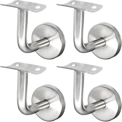 Sollbry Support Main Courante Inox 304 pour Rampe Escalier Support Mural Rampe Bois Argent (4 Pièces) (1/5)