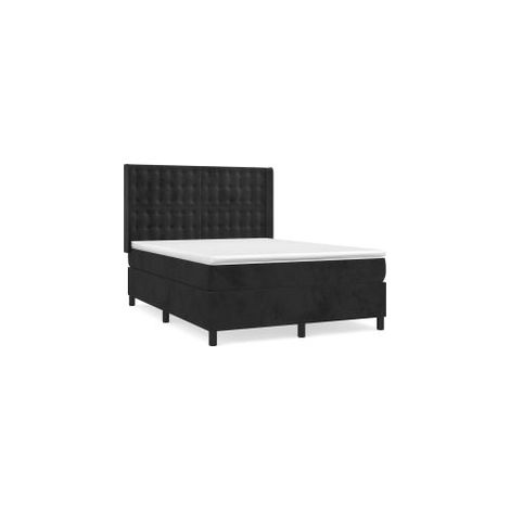 Sommier à lattes de lit avec matelas Noir 140x190 Velours (1/5)