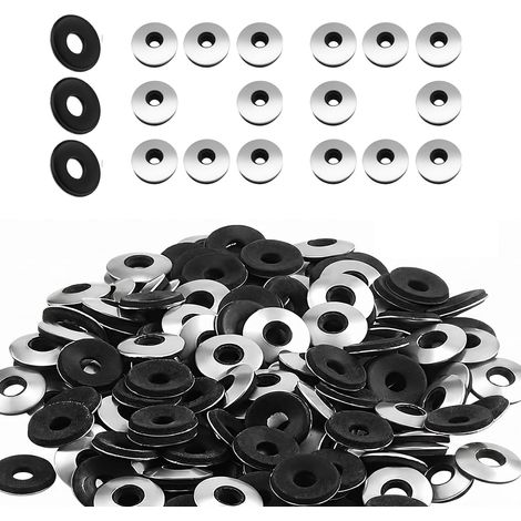 Rondelles Métal Étanches M5.5x19x2 mm Noire Joint Plat, Pour Vis de Toiture et Auto-perceuse, Bague d'Étanchéité en Acier (1/5)