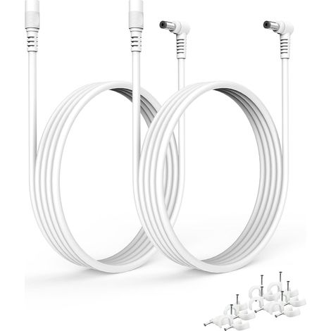 Câble d'Extension DC Tonton 5M, Adaptateur d'alimentation 5,5mm x 2,1mm, Câble d'Extension DC 5V24V, Prise 5521 vers Connecteur pour Caméra de Surveillance, DVR, Bande LED Blanc 5M (2 Pièces) (1/5)