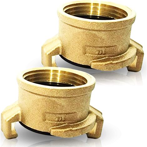 Raccord rapide Geka 1ʺ en laiton – Lot de 2 Filetage femelle G1 Passage intégral Compatible Gardena Eau potable Testé 10 bar / 120 °C (1/5)