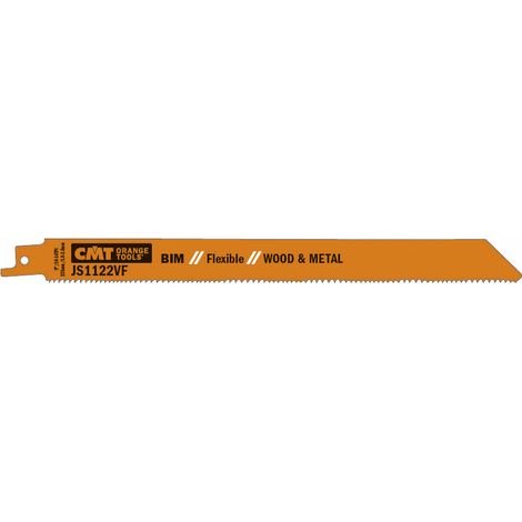 JS1122VF-5 5 BIMETALLISCHE SÄBELSÄGEBLÄTTER FÜR HOLZ/METALLE 225X1,8-2,6X10-14TPI (1/4)